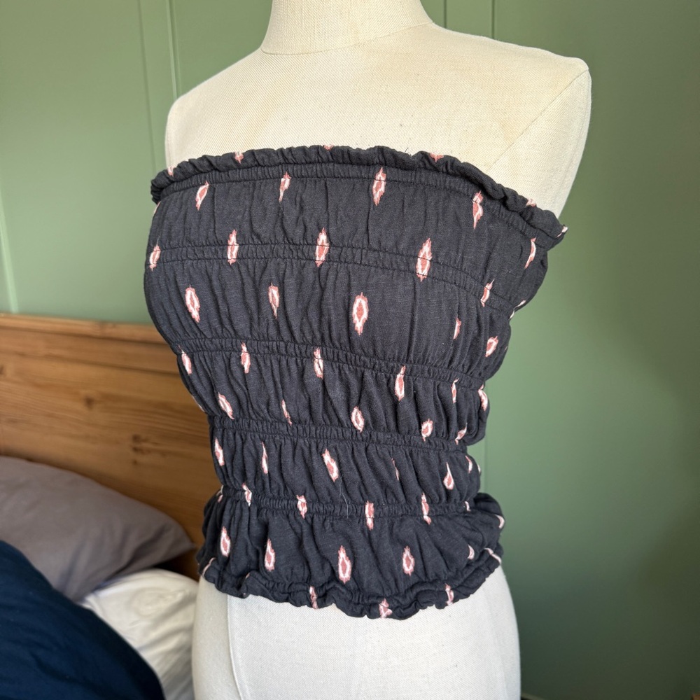 Anthropologie Smocked Ruffled Strapless Rop